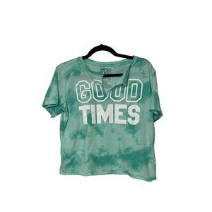 Modern Lux cropped short sleeve green tie-dye distressed tee woman large 1523
